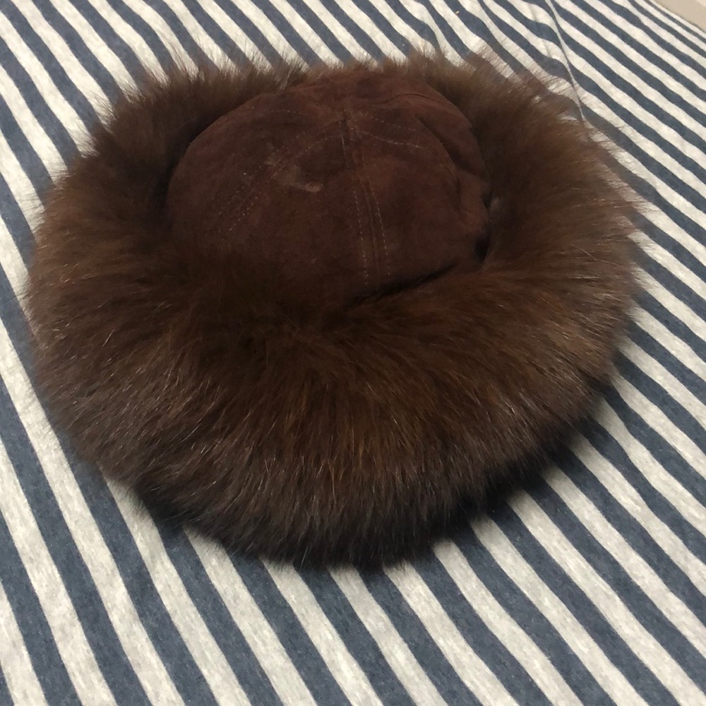 Fox fur and suede vintage hat